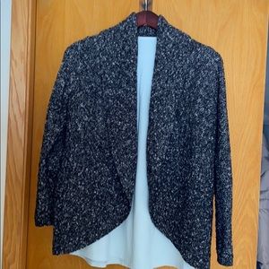 Black and white shawl- collar cardigan